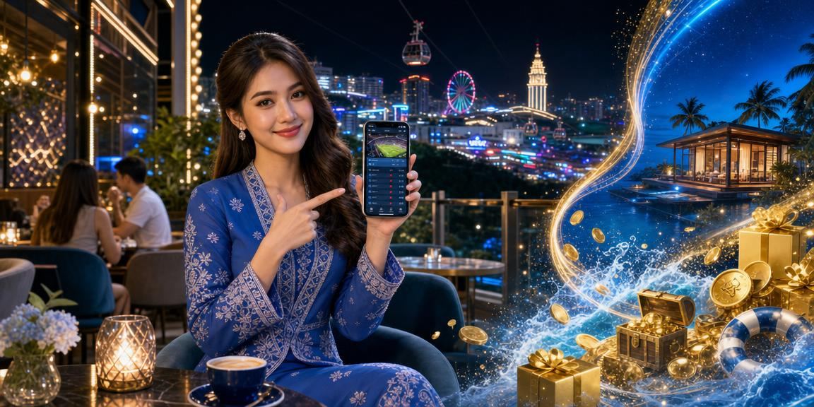 Pemain menyemak odds sukan melalui telefon di kawasan tanah tinggi Genting